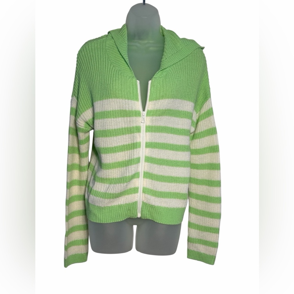 Striped Green and White Hoodie